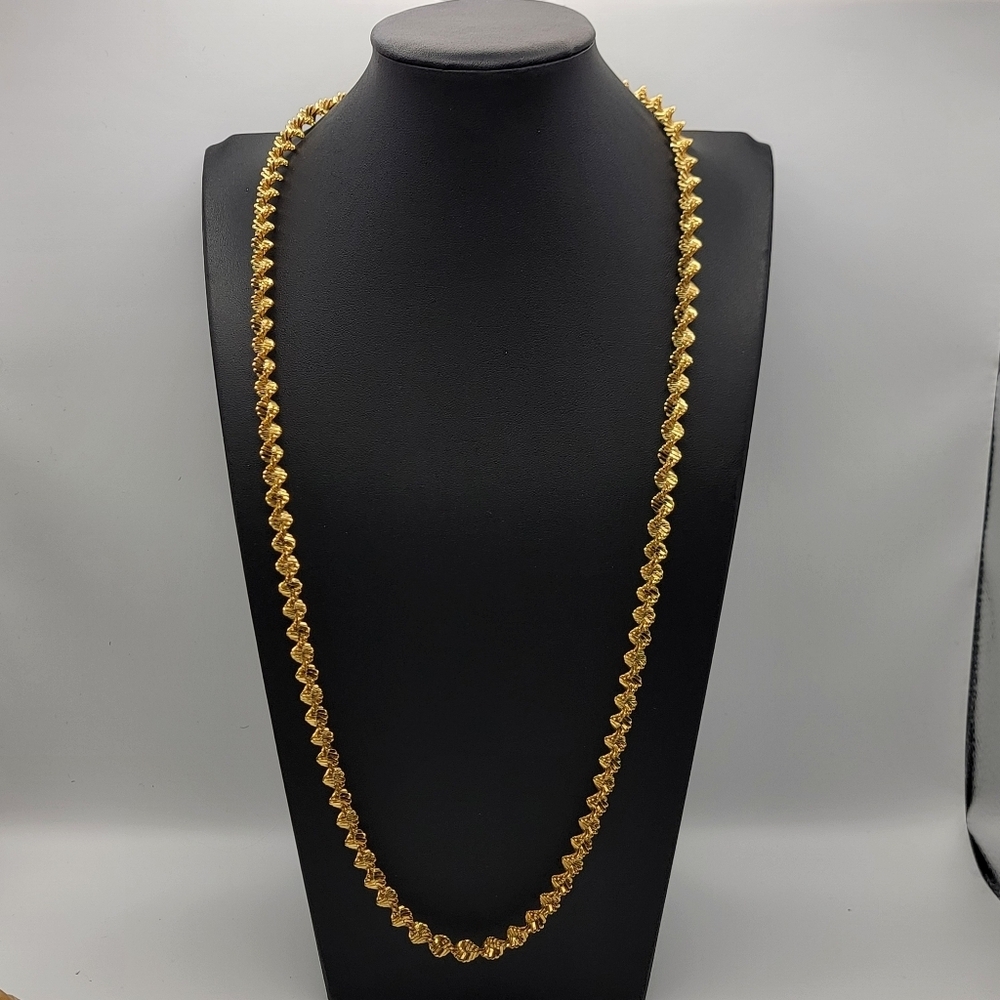 Premier Designs Gold-Tone Twisted Rope Chain Necklace Engraved Tag Lobster Clasp